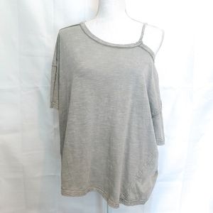 Mustard Seed One Shoulder Cotton Tee Shirt Grey L